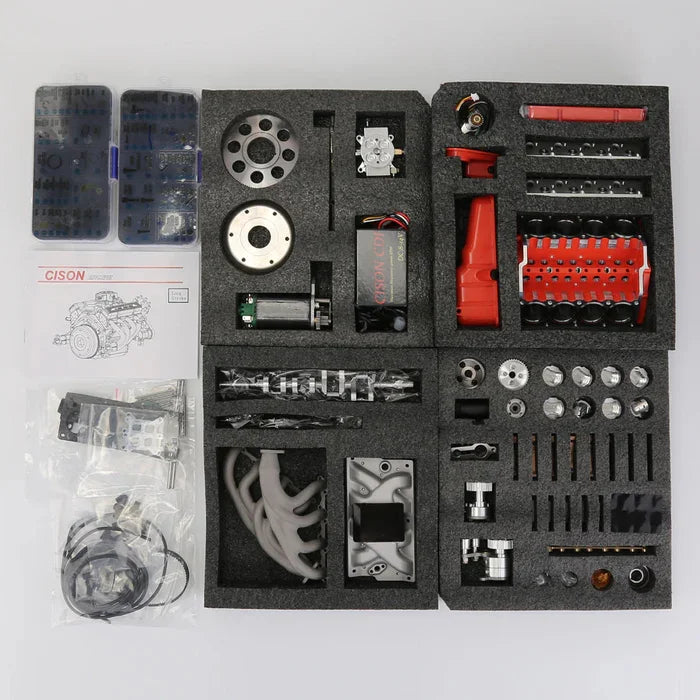 Small-block 44CC 1/6 Scale Water-Cooled OHV 4-Stroke V8 Gas Engine Internal Combustion Engine - Build Your Own V8 Engine that Works