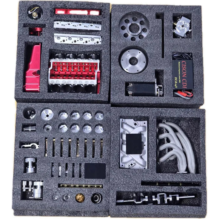 Small-block 44CC 1/6 Scale Water-Cooled OHV 4-Stroke V8 Gas Engine Internal Combustion Engine - Build Your Own V8 Engine that Works