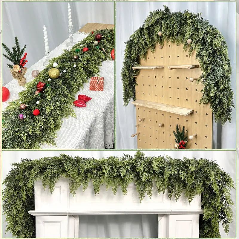 ⛄2025 Christmas Artificial Cypress Leaf Vine Wreath🎄（1.8m）