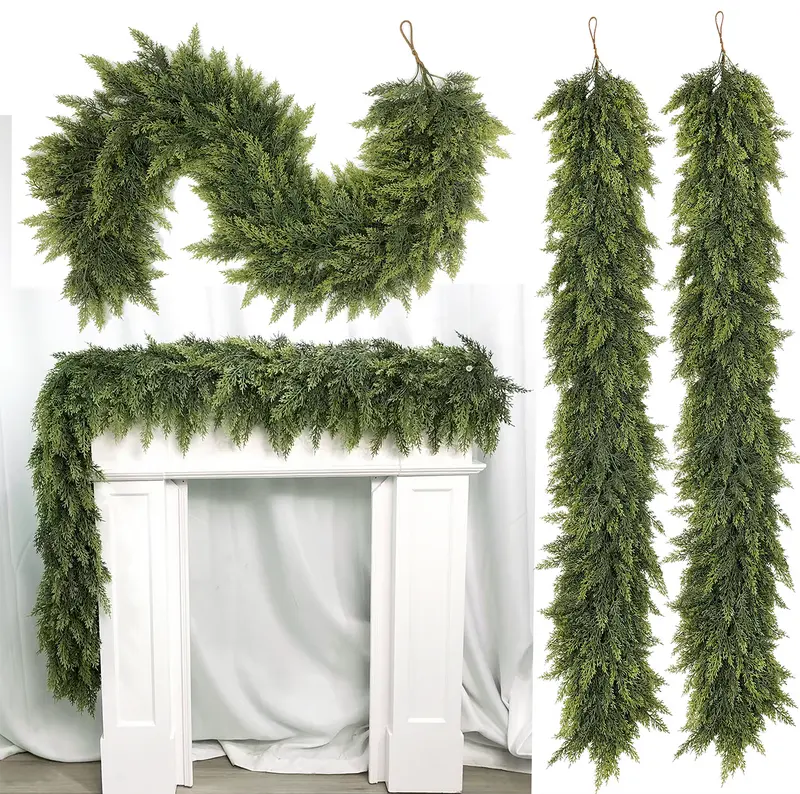 ⛄2025 Christmas Artificial Cypress Leaf Vine Wreath🎄（1.8m）
